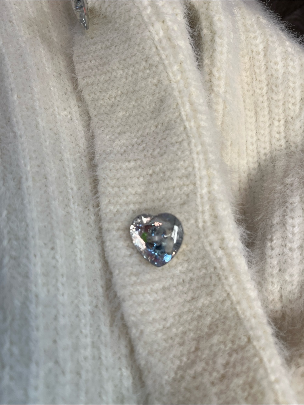 Super soft cardigan sweater with crystal heart shaped buttons - Picture 15 of 15